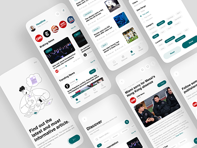 AI News Aggregator App app app design application design article breaking news design latest news minimal mobile mobile app mobile app design mobile news mobile ui design news news app newslater newspaper product design social app ui