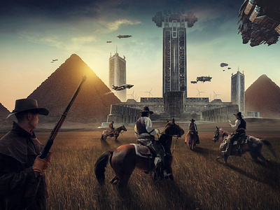 Cowboy & Aliens - Personal Project design digital imaging manipulation movie poster photo manipulation poster thumbnail