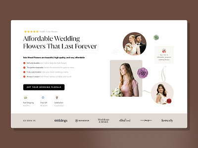 Sola Wood Flowers - Ecommerce Landing Page above the fold brown e commerce ecomm flowers hero hero section landing page modern ui ux
