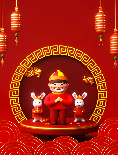 Chinese New Year 3d 3d blender 3ds max blender china dribbble festival