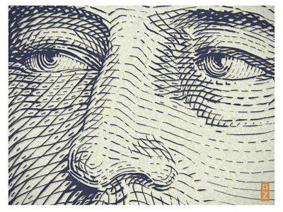 WIP engraving in a money style [digital] black and white crosshatching engraving etching gravure illustration ink money portrait гравюра