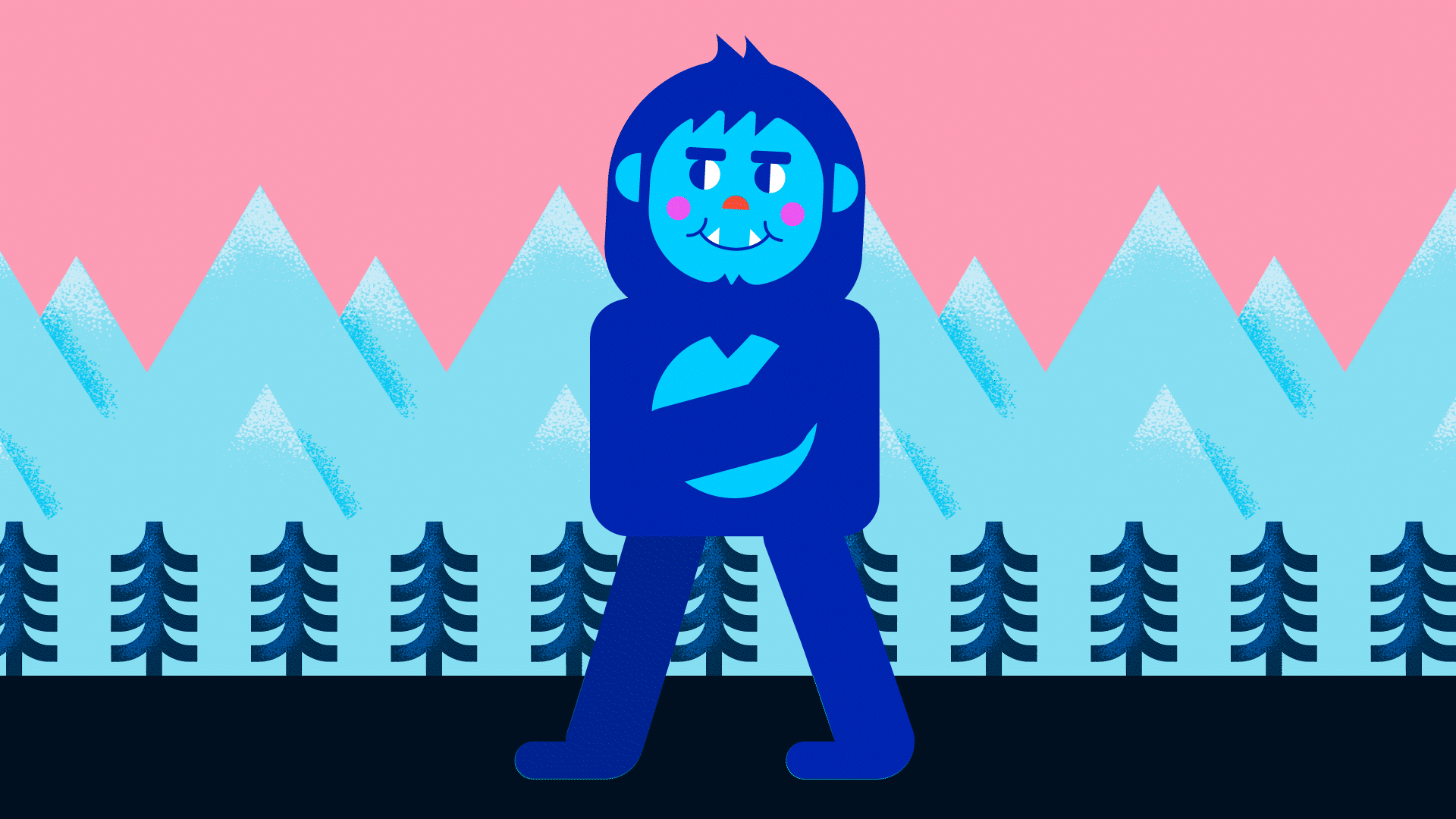 Yeti's frosty frolics animation character design graphic design illustration shapes vector walk cycle yeti