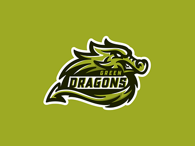 Green dragons character dragon e sport fitness gym logo logotype sport