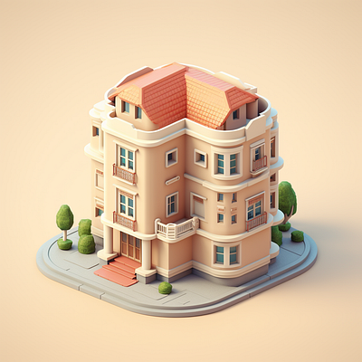 ✨ Villa 3d isometric minimal villa