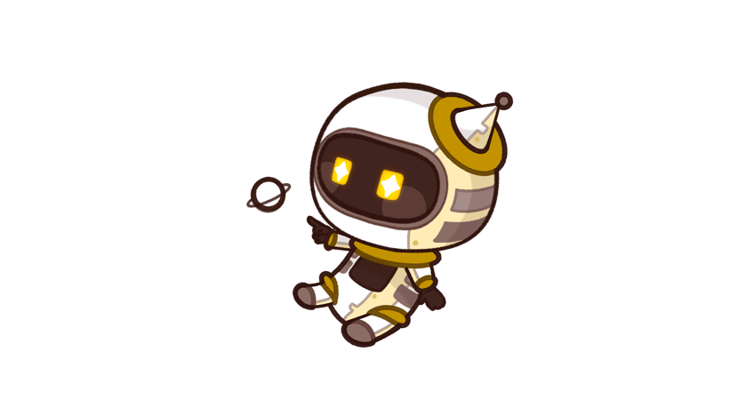 Robot and spinning planet animation character cute art cute robot design digital art galaxy graphic design planet space technology