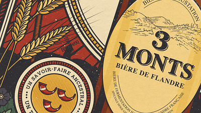 Brasserie 3 Monts 3 monts affiche beer biere brasserie brasseur brewery flandre france illustration lille poster retro vintage