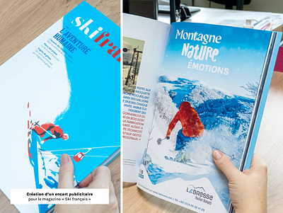 Encart pub - le magazine "Ski français" branding design flat graphic design illustrator insert logo ski typographie