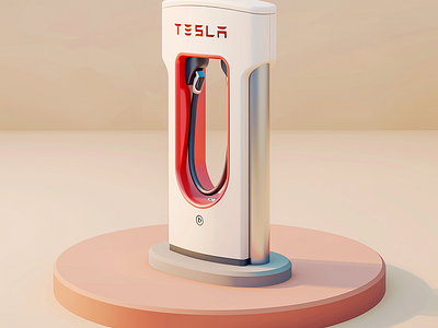 Tesla supercharger 3d isometric minimal supercharger tesla wall charger