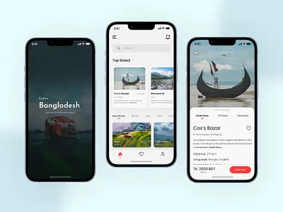 Travel App UI Design adobe photoshop app design bangladesh blue figma mobile app nature sakif abbasi travel ui