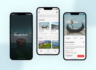 Travel App UI Design adobe photoshop app design bangladesh blue figma mobile app nature sakif abbasi travel ui