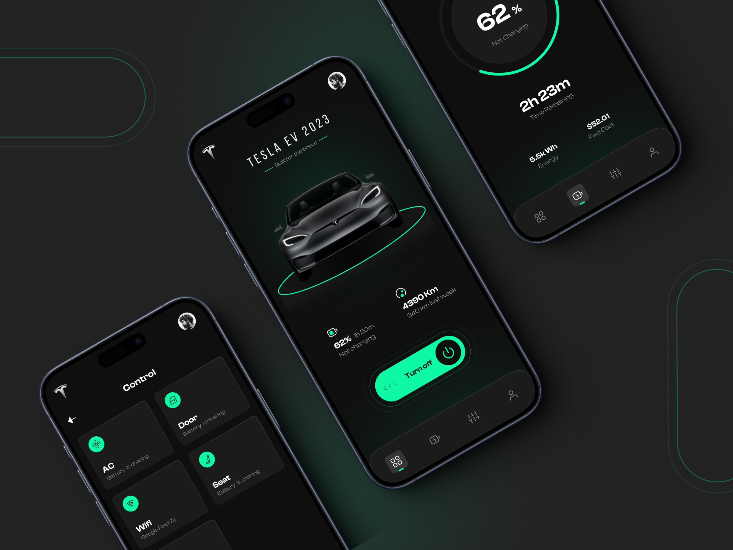 Car control app | Mobile design | Dark mode UI animation app design app ui car car control app cards dark mode dashboard homepage mobile design navigation performance uber ui uiux