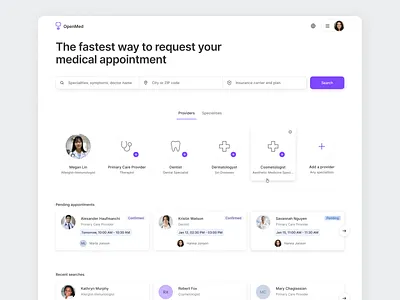 OpenMed - Request Medical Appointment design ui ux