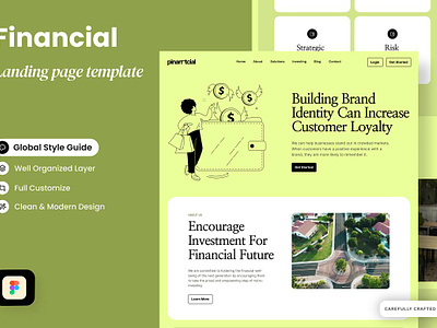 Financial Landing Page Template app landing page figma financial financial app financial landing page financial landing page template financial web financial website flowchart landing page mobile landing page product landing saas landing sketch startup landing page ui kit web design mockup website design website template wireframe