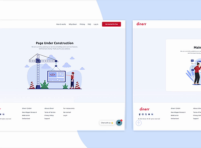 Maintenance pages & Newsletter messages for dinerr figma inner pages maintanence newsletter pageunderconstruction ui ux
