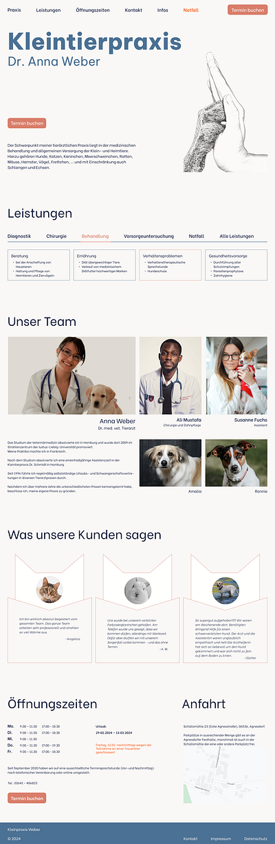 A website for a small veterinary clinic in Germany ui veterinary clinic web design