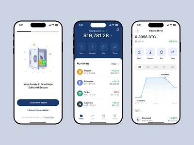 Vortex — Crypto Wallet bitcoin btc crypto crypto wallet cryptocurrency defi defi app etherium exchange finance finance app fintech illustration interface minimal mobile app nft token wallet web3