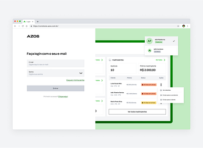 Azos Login desktop insurtech login sign in sign up ui user interface web design