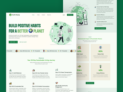 Sustainable Life Style Landing Page design go green green green life style life style ui ux