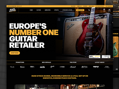 Peach Guitars Refresh e commerce ecommerce music storefront typography ui ui design web design