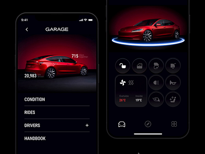 Tesla Mobile App Concept 3d animation app car concept ev garage ios iphone mobile tesla ui vehicle