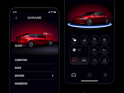 Tesla Mobile App Concept 3d animation app car concept ev garage ios iphone mobile tesla ui vehicle