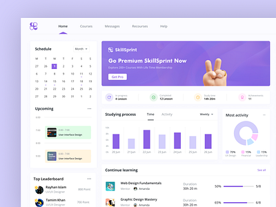 SkillSprint Dashboard Design dashboard edtech learning skill ui uiux web