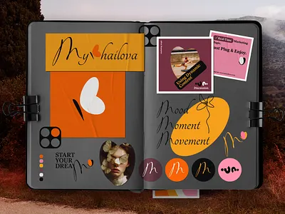 Private Brand Visual Identity Elements brand branding butterfly concept dark design graphic design grey guide book heart identity inhensweb logo orange pink private syle visual warm colors yellow