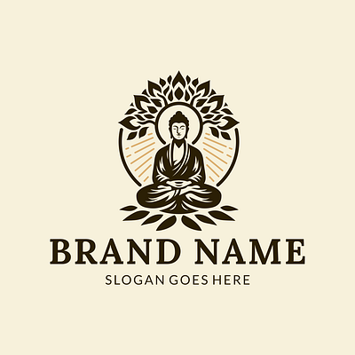 Man Meditating Under Tree Logo Design logo relaxation