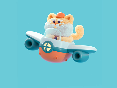 Aviator Cat Sneezing 3d animation c4d cat cinema4d cute cutecat flight flying flyingcat illustration octane octanerender plane