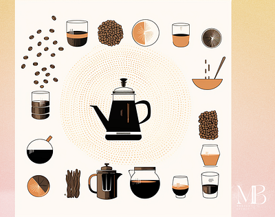 Vintage Coffee and Tea Drinkware Illustrations coffee graphic design illustration product design tea vintage illustration