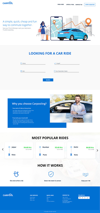 Carpool - Landing page landing page ui design ui template user experience