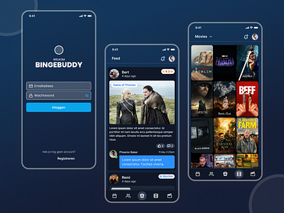 BingeBuddy App app design ui ux