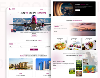 Airlines Company Home Page airlines home page landing page plane travel trip ui ui kit website