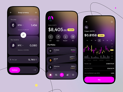 Crypto wallet - Mobile app app app design bitcoin blockchain crypto crypto app crypto currency mobile app mobile app design mobile design mobile ui wallet