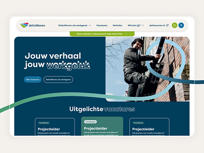 Werken-bij website voor deltaWonen ui ux