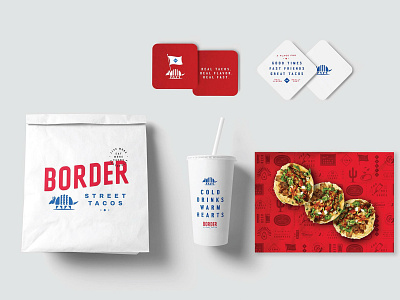 Border Street Tacos Branding. branding burger design download identity logo mockup mockups packaging psd sign storefront template typography window