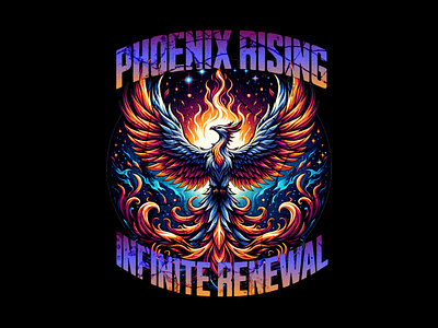 Phoenix rising t-shirt design branding graphic design illustration product design t shirt design typography