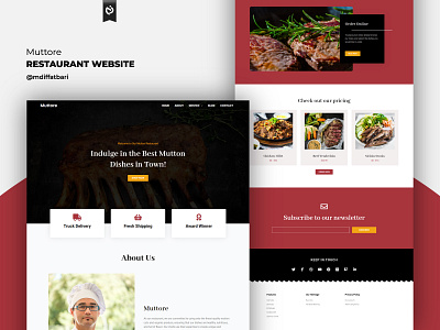 Restaurant Website Design | UI/UX branding food kitchen landing page mutton restaurant ui design uiux ux design web web design web template website wordpress
