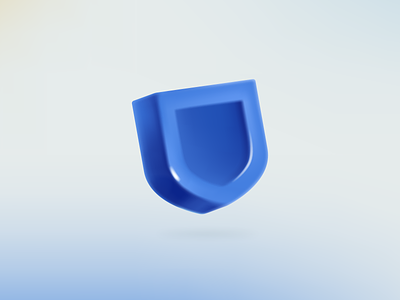 Blue security shield in glassmorphism style 3d blue branding glassmorphism icon logo mark realistic render security shield