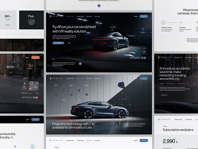 AR Display Landing Page ar auto car car dashboard design display electric hmi holographic item landing landing page product startup ui vehicle web design web design inspiration webdesign windshield