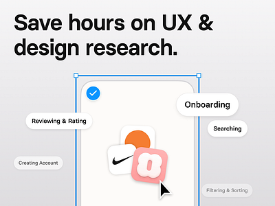 Join the 860,000+ designers already using Mobbin app creating account design filter sorting mobbin onboarding review rating searching ui ui design ux ux design ux research