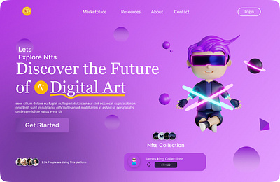 Immersive NFT Marketplace Web Design 3d app design graphic design logo motion graphics nft website ui ui design ui ux design web design