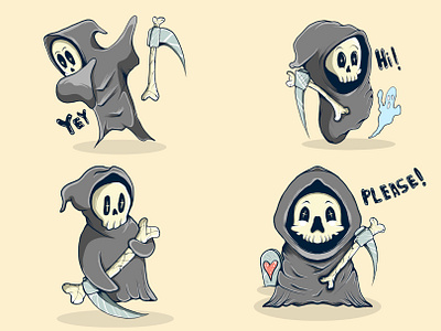 Grimreaper cartoon vector illustration art brand branding cartoon design graphic design identity illustration logo streetwear