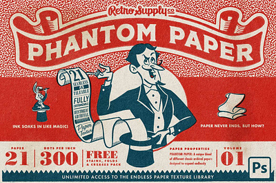Phantom Paper for Photoshop 300 dpi canvas comic expandable gouache grunge hi res high resolution hot paper texture phantom paper for photoshop retro retrosupply seamless textures texture textured paper vintage