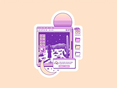 Yeehaw Vaporwave arizona cowgirl desert graphic design illustration product design southwest sticker design vaporwave western