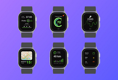 Apple Watch UI - Sport and Healthy app apple apple watch branding design graphic design logo minimal ui ux vector watch