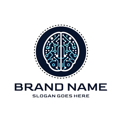 Artificial Intelligence Logo Design, Brain Logo, Technology Logo robot sign