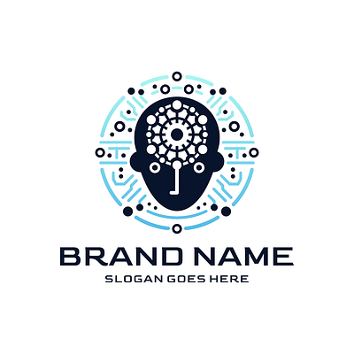 Artificial Intelligence Logo Design, Technology Logo robot sign