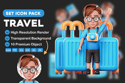 3D Travel Icon Pack 3d 3d rendering design graphic design illustration