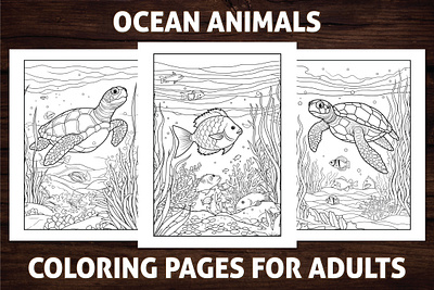 Coloring Book Interior for Adults activitybook adult book interior adult coloring book amazon kdp amazon kdp book design book cover coloring book design graphic design kdp kdp coloring book kdp interior ocean animals